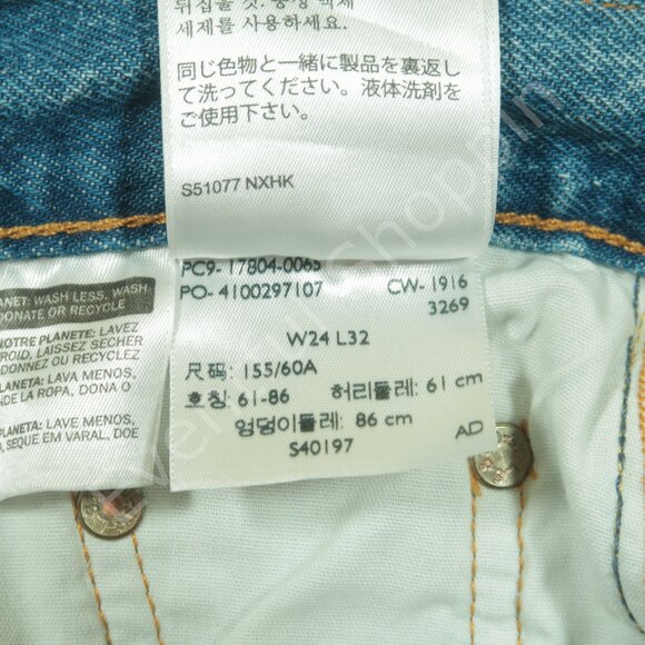 Levis 501 CT Selvedge Jeans Womens 24 Blue Patchwork Denim READ - Picture 7 of 8